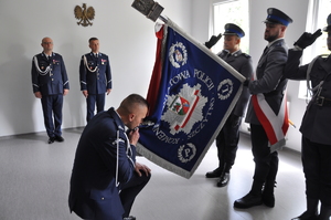 Przekazanie obowiązków służbowych Komendanta Powiatowej Policji w Szczytnie podinsp. Jakubowi Sylwestrzakowi